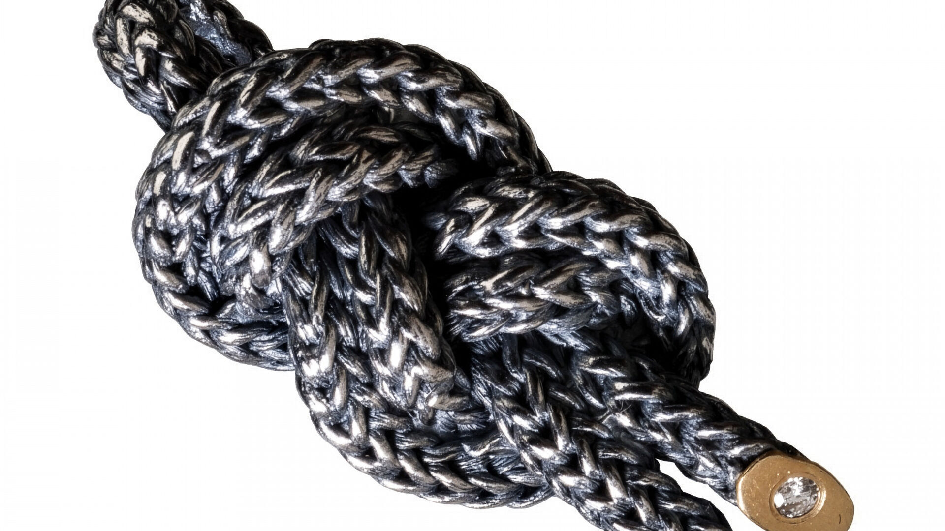 Großer KNOTEN Silber geschwärzt mit Gold Ende und Brillant