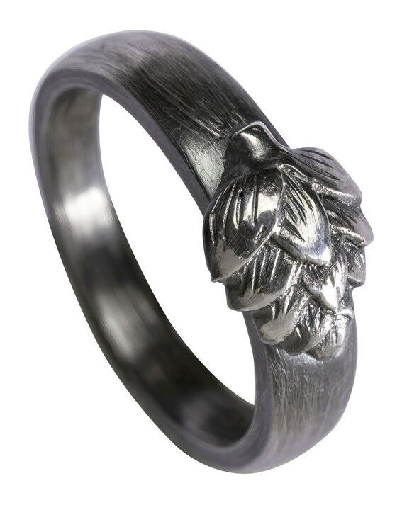Ring mit Hopfen-Dolde 925 Silber , geschwärzt