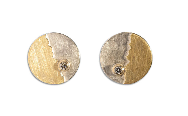 Ohrstecker mit Brillant in Silber und Gold
